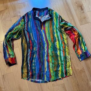 COOGI Vibrant Multicolor Men's Silk Shirt - XL